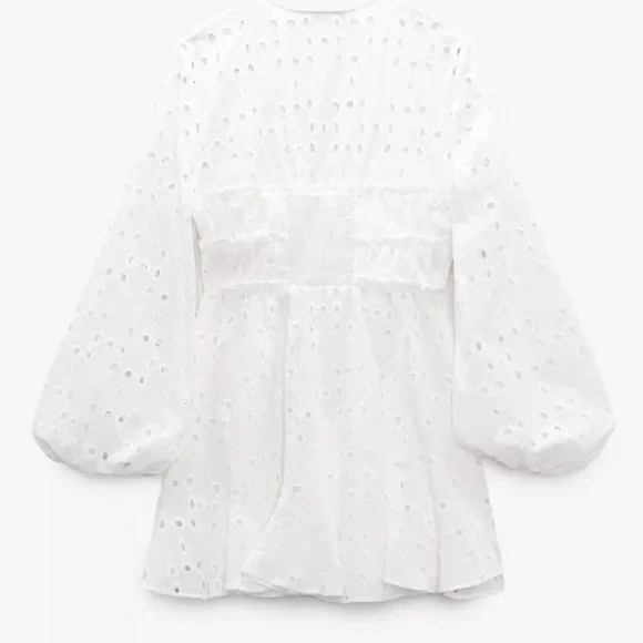 Zara White Eyelet Midi Dress - Picture 2 of 3